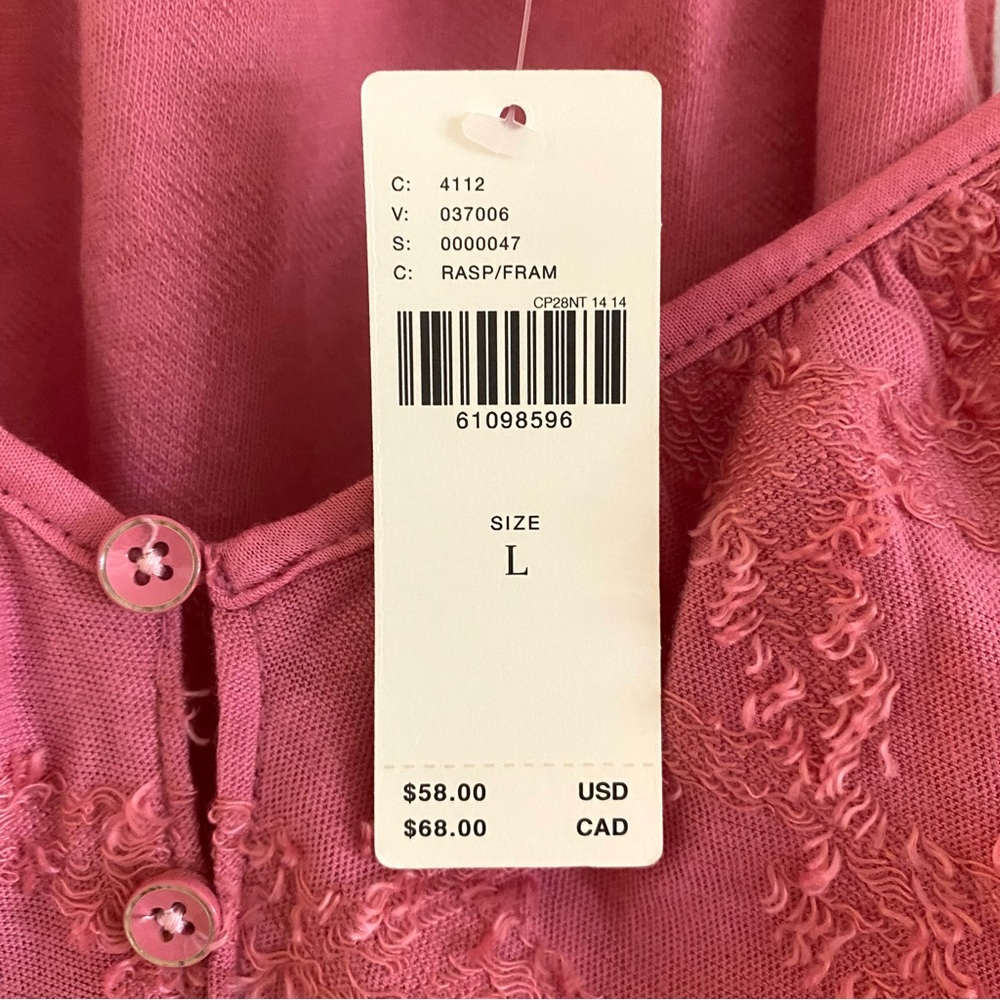 Anthropologie pink top NWT size L - Picture 4 of 8